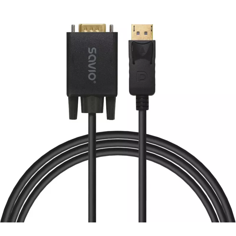 SAVIO DisplayPort-naar-VGA-(D-Sub)-kabel 1,8 m, zwart