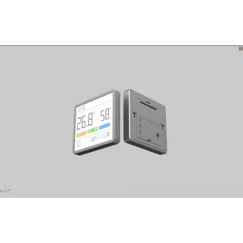 Gecombineerde hygrometer, thermometer en klok MOVA MTHM01 – digitale binnenunit voor het meten van de relatieve luchtvochtigheid en temperatuur, compact voor bureau, plank of wand