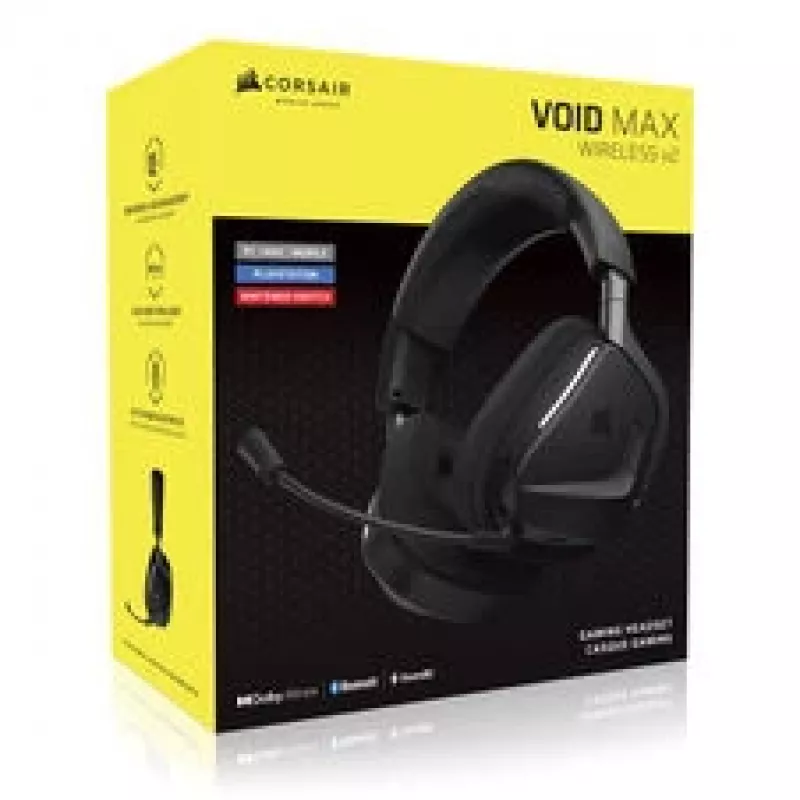 Draadloze gaming-headset CORSAIR VOID V2 MAX — Carbon, RGB-verlichting, 7.1 Surround