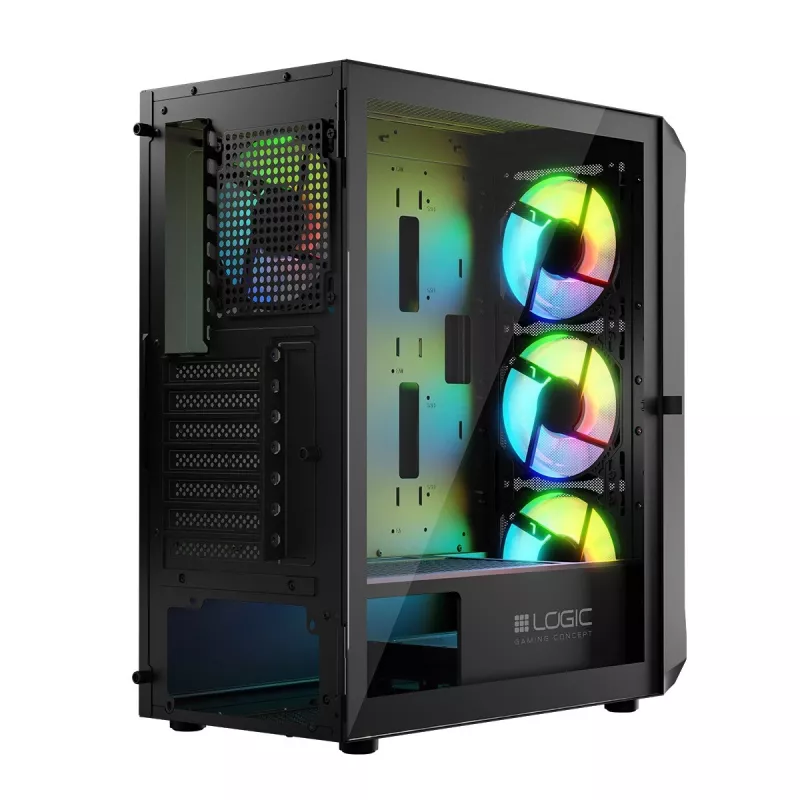 LOGIC CONCEPT Portos ARGB ATX mid-tower behuizing, zwart