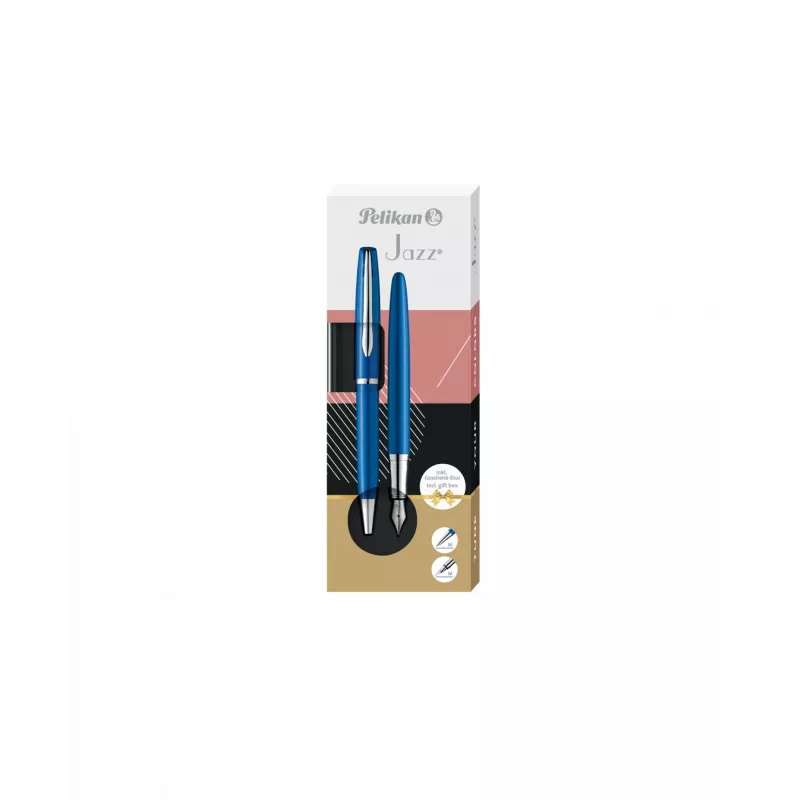 Balpen en vulpen Pelikan Jazz Noble Elegance blauw zilver