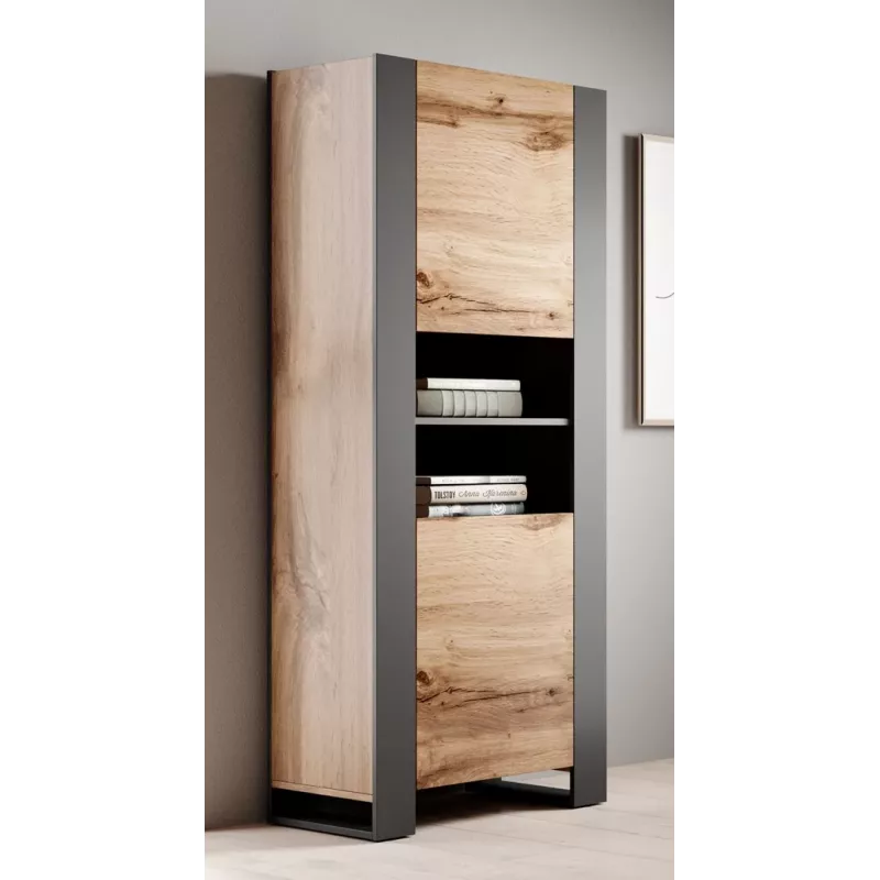 WOOD stellingkast 65x40x170,5 Wotan-eiken + antraciet