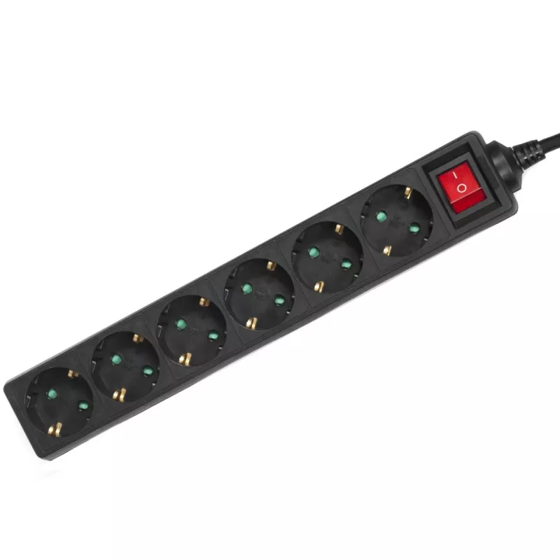 Stekkerdoos MACLEAN MCE195G 6-voudig, 5 m kabel, zwart