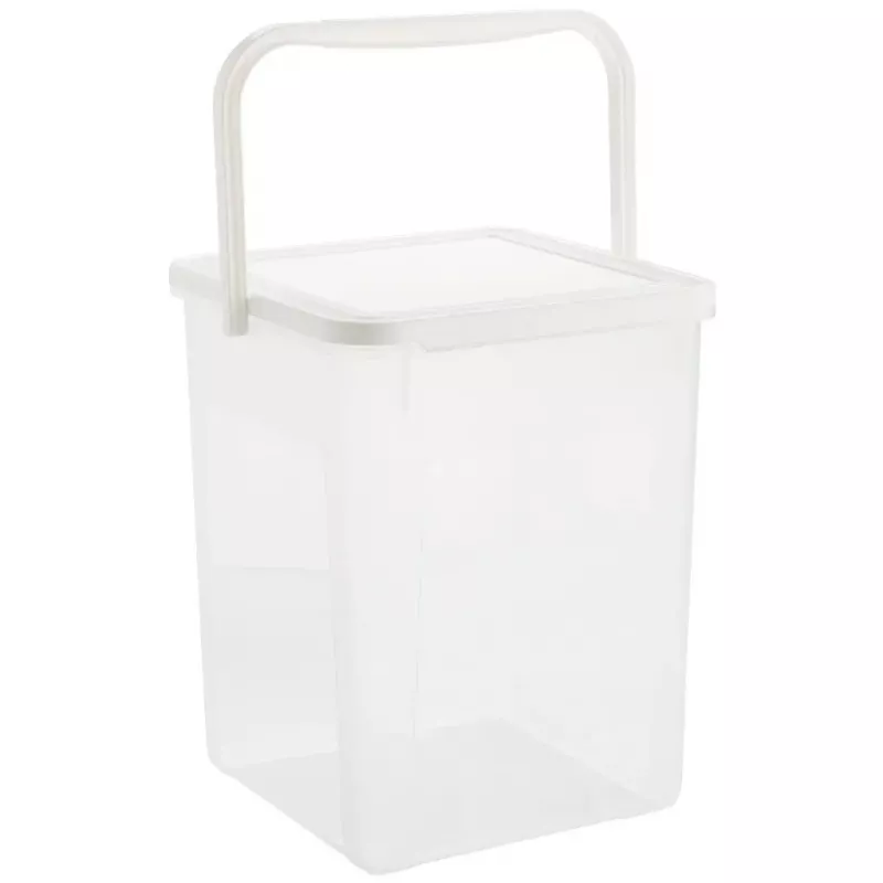 Kunststof wasmiddelbak Rotho Basic 9 L model 1770101100RP, wit, deksel, ophanggat