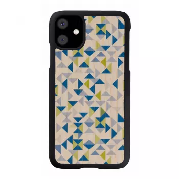Telefoonhoesje man and wood voor iPhone 11 — blauwe driehoek op zwart, beschermende hardcase