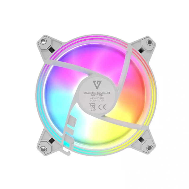 120mm behuizingsventilator MODECOM VOLCANO APEX 120 ARGB wit — 120mm ARGB koelventilator