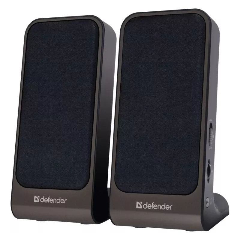 DEFENDER SPK-225 bekabelde 2.0-luidsprekers, 4 W RMS, USB/DC 5 V, 3,5 mm, zwart