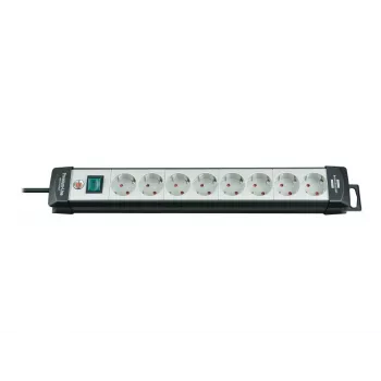 Brennenstuhl Premium-Line 8-voudig zwart/lichtgrijs Premium-Line stekkerdoos 8-voudig zwart/lichtgrijs, 5 m kabel H05VV-F 3G1,5, met schakelaar, staaf