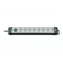 Brennenstuhl Premium-Line 8-voudig zwart/lichtgrijs Premium-Line stekkerdoos 8-voudig zwart/lichtgrijs, 5 m kabel H05VV-F 3G1,5, met schakelaar, staaf