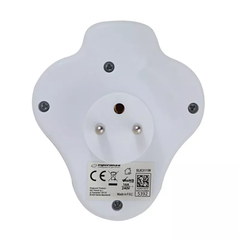 Esperanza ELK311W elektrische splitter 2 GN. USB-C USB-A IN. wit