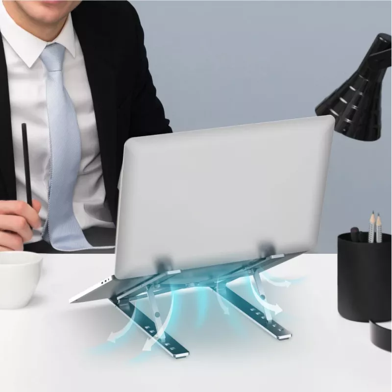 Unitek OT155SL opvouwbare laptopstandaard, aluminium, zilver