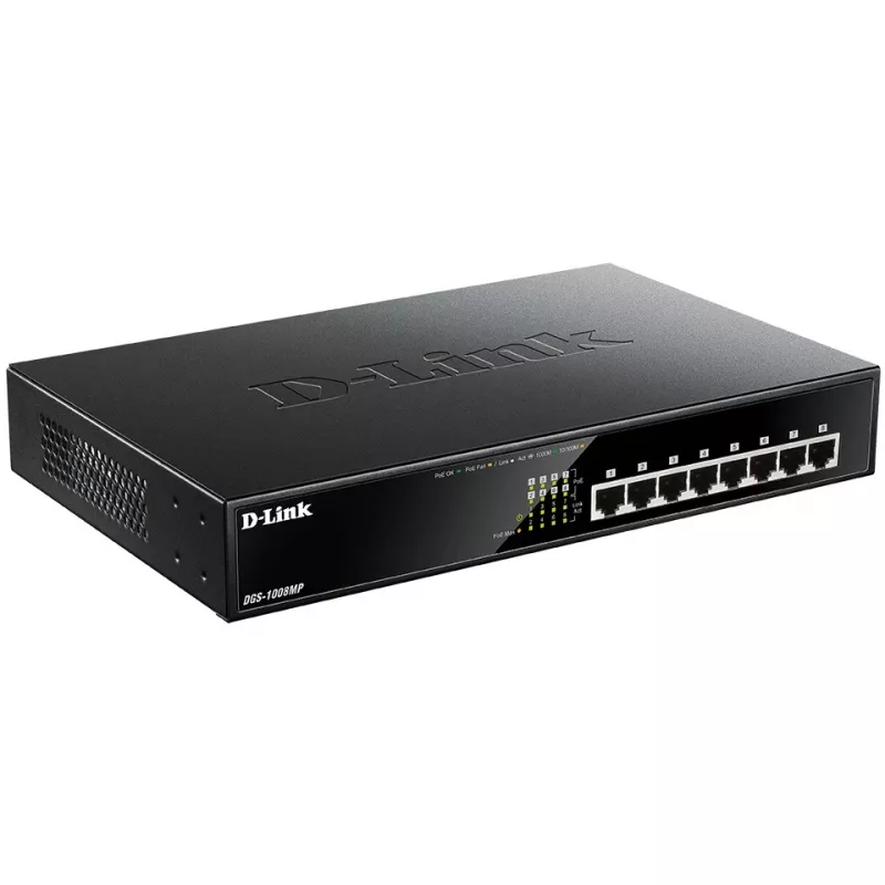 Unmanaged switch D-Link DGS-1008MP 8-poorts desktop Gigabit Max PoE-switch