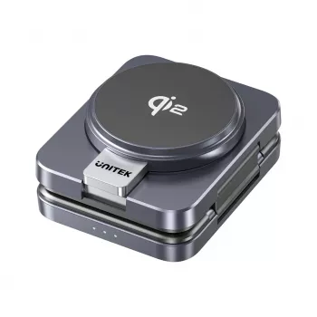 UNITEK P1300AGY01 opvouwbaar 3-in-1 draadloos oplaadstation Qi2 15 W, grijs