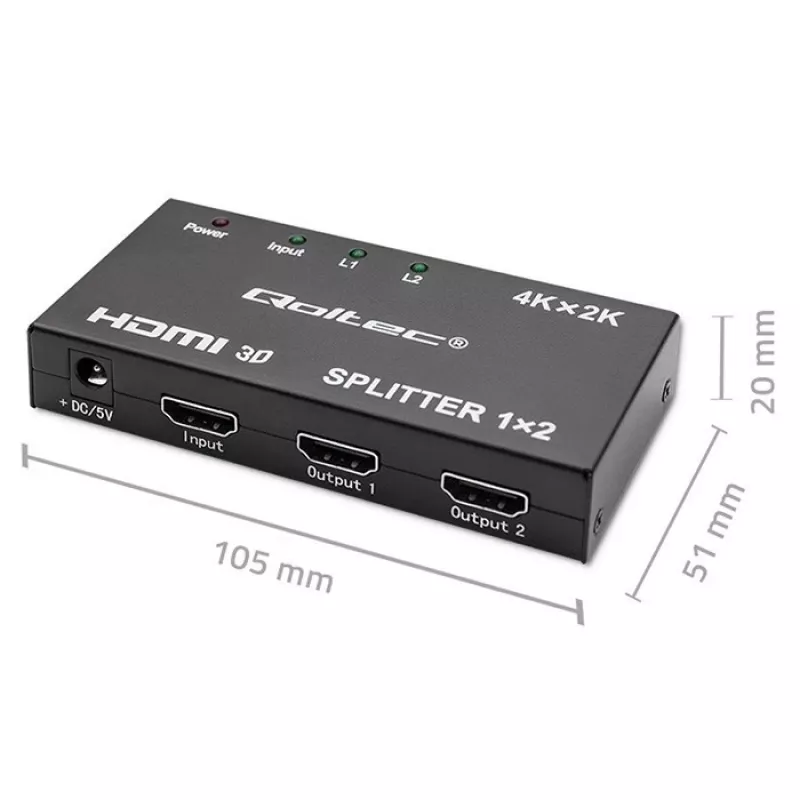 Actieve HDMI-splitter 2 x HDMI 4Kx2K, 3,4 Gbit/s