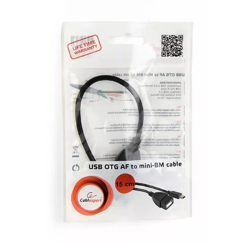 USB OTG-kabel Mini BM -> USB AF 15cm