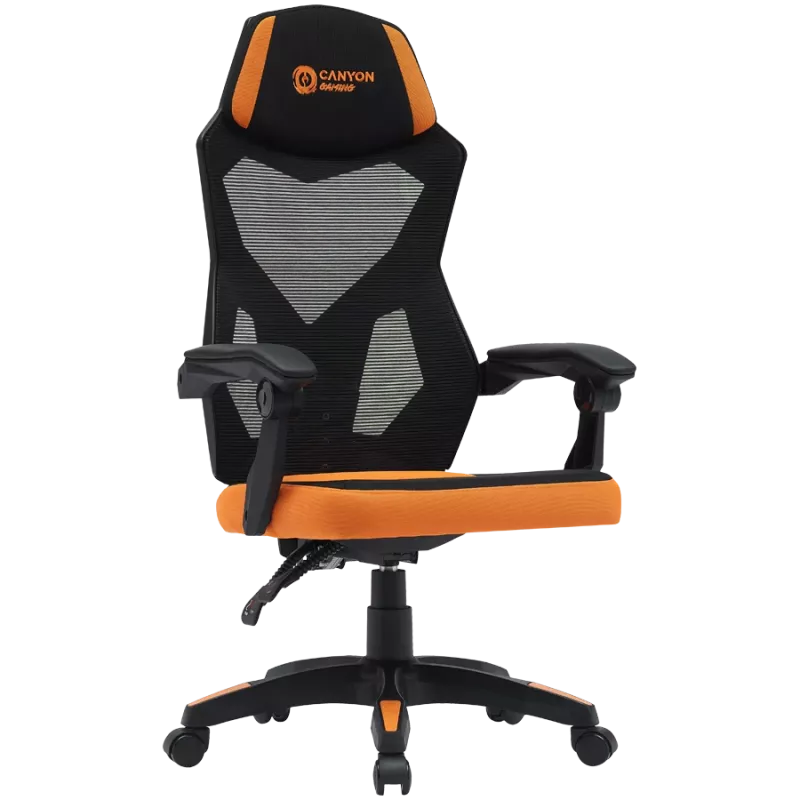 Gamingstoel CANYON Wave MCH02 — mesh rugleuning, ergonomisch ontwerp, zwart/oranje