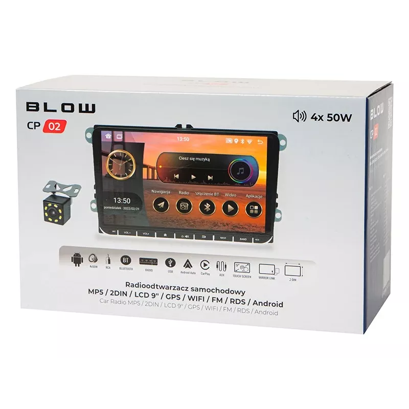 Autoradio BLOW CP02 2DIN 9 inch touchscreen Android GPS, dubbel-DIN-multimedia-eenheid
