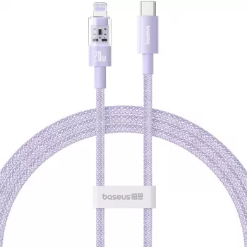USB-C naar Lightning snellaadkabel Baseus Gem 1 m 20 W Paars, nylon omhulling, 7-pin Lightning