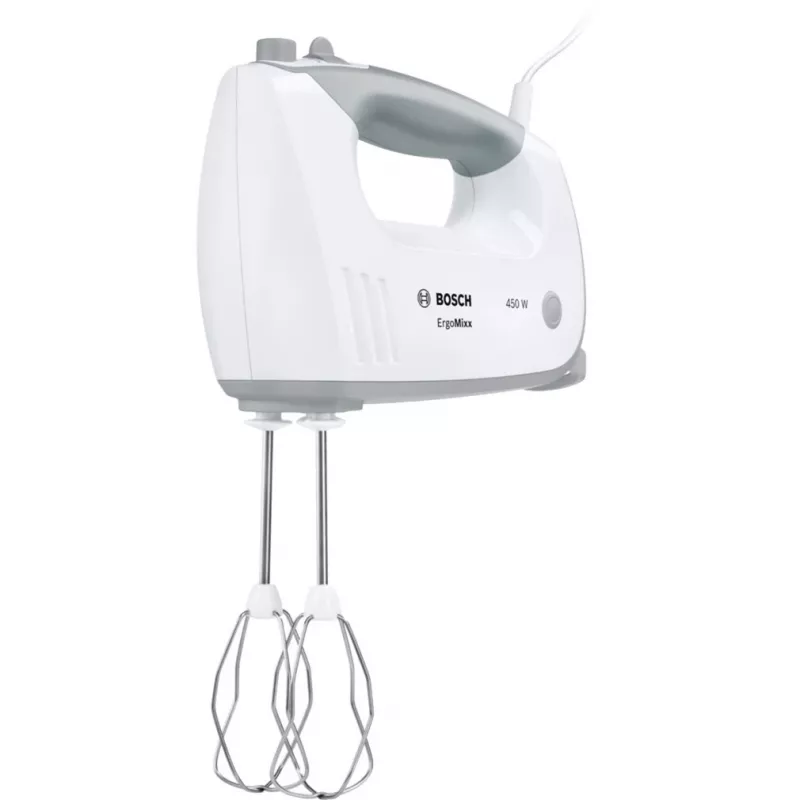 Handmixer Bosch MFQ36400 — 450 W, 5 snelheden, turbo, 1,3 m kabel, grijs/wit