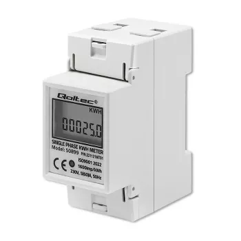 Eenfasige energieverbruiksmeter QOLTEC 50899 230 V 50 Hz, 5(60)A, klasse 1.0, LCD
