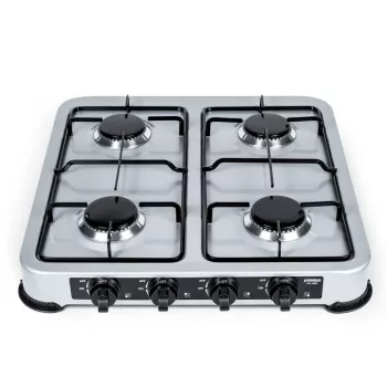 PROMIS KG400 vierpits gasfornuis, zilverafwerking
