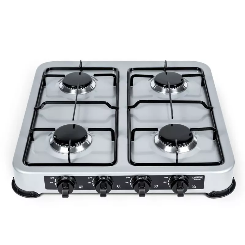 PROMIS KG400 vierpits gasfornuis, zilverafwerking