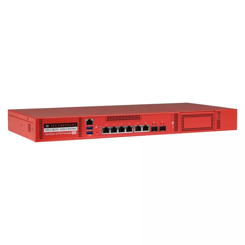 Securepoint RC300S G5 Security UTM Appliance, 13 Gbit/s, 1,5 Gbit/s, 100 gebruikers, AES, bedraad, RJ-45