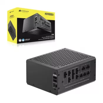 Voeding CORSAIR HX1000i 1000 W, 24-pins ATX, 80 PLUS Platinum, 140mm-ventilator, ATX zwart