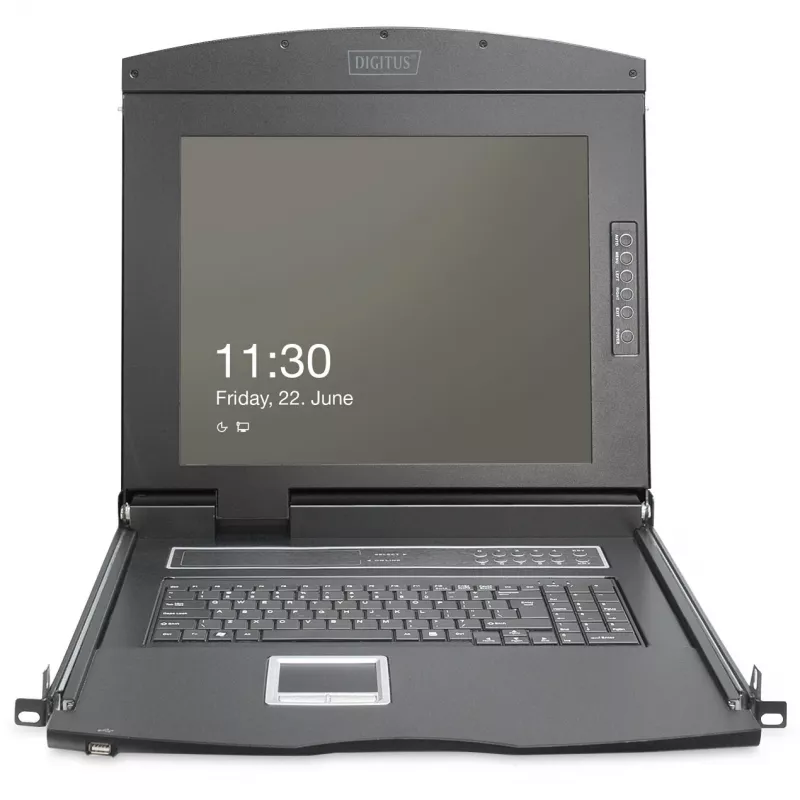 KVM-console Digitus 19 inch HD LCD 16-poorts VGA Duits toetsenbord