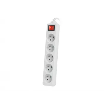 Verlengsnoer Lanberg PS1-05E-0300-W 3m 5 AC-stopcontacten binnen/buiten wit