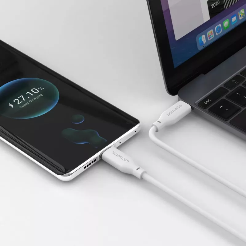 4smarts USB-C / USB-C-siliconenkabel High Flex 60W 1,5m wit