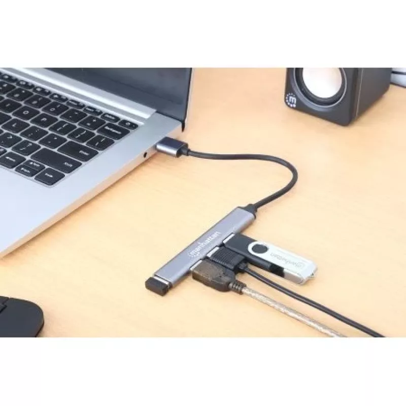 Manhattan USB-A 4-poorts hub, 4x USB-A-poorten (1x 5 Gbps USB 3.2 Gen1…