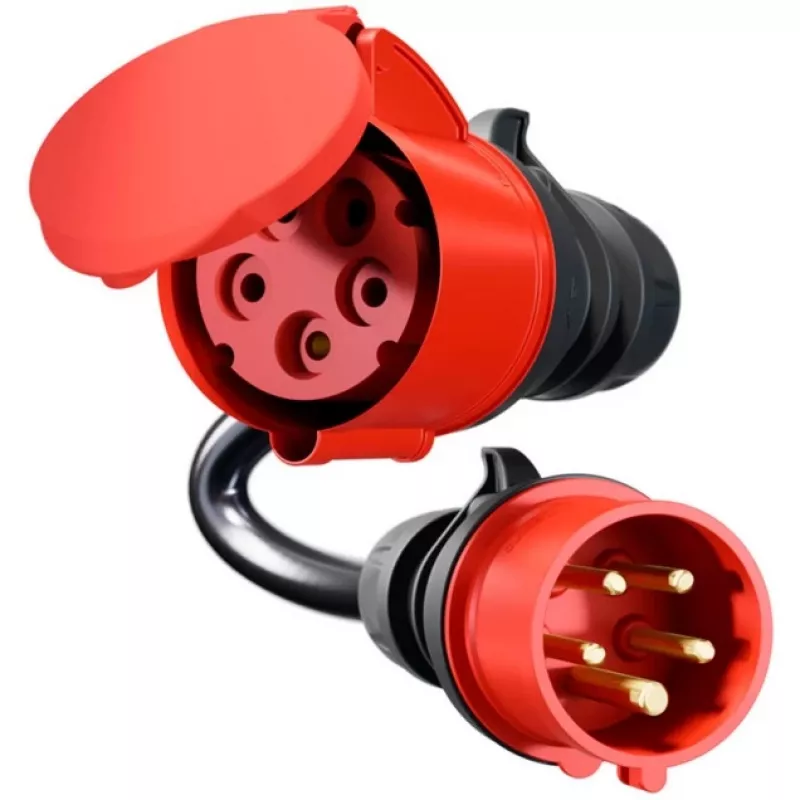 Adapter voor Gemini flex 22 kW CEE rood draaistroom 32A > CEE rood 16A zwart 30cm