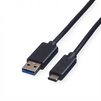 ROLINE - USB-kabel - USB Type-C (M) - 9-polig USB Type-A (M) - 50 cm (USB 3.1) - gegoten - zwart (11.02.9010)