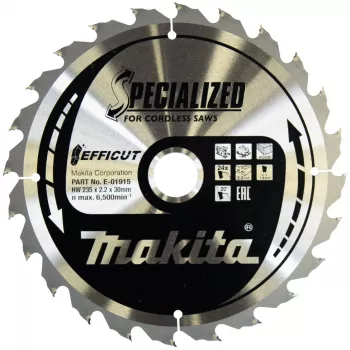 Makita Efficut E-01915 cirkelzaagblad voor hout, 235 mm, 24 tanden, voor Makita DHS900, DHS900Z, DHS900ZU