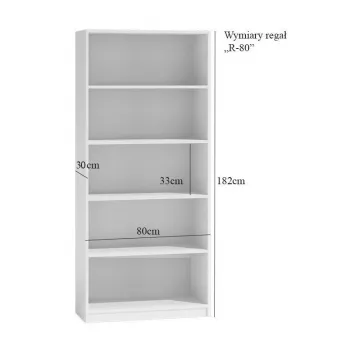 Kantoorrek top e shop R80 SONOMA, eikenafwerking, 5 legplanken, 800×300×1820 mm