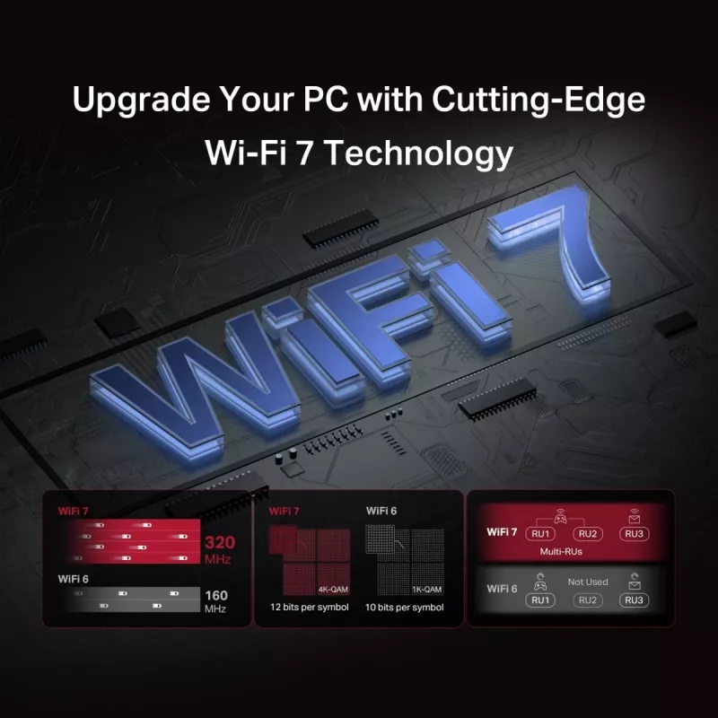 PCIe tri-band WiFi 7-adapter MERCUSYS MA47BE — snelle WLAN-connectiviteit