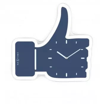 NeXtime wandklok 3072bl Thumbs up, 40,5x41,5 cm, wand, blauw/zilver