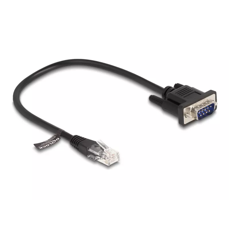Delock RS-232 seriële kabel, RJ45 male naar D-Sub 9 male, 30 cm, zwart