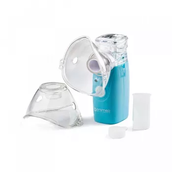 Stoominhalator HI-TECH MEDICAL ORO-MESH batterijgevoed blauw wit
