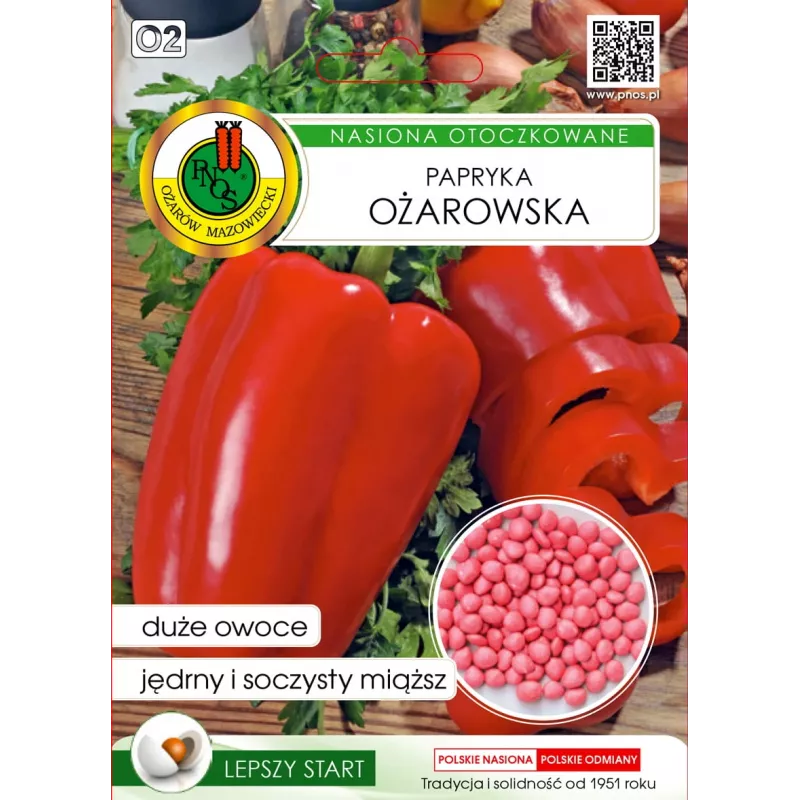 PNOS paprika Ozarowska gecoate zaden, verpakking van 50