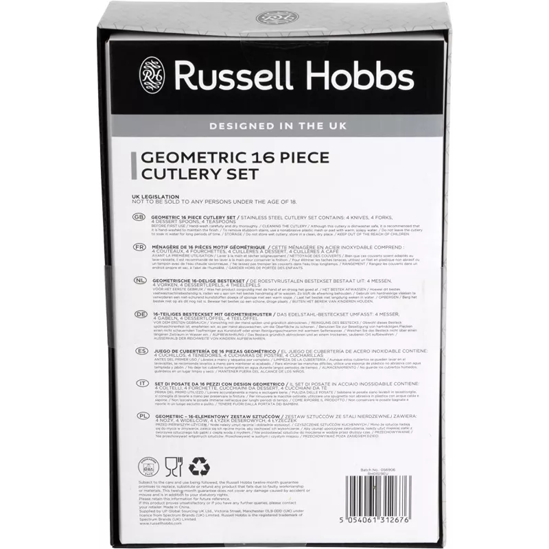 Bestekset Russell Hobbs RH01519EU7 16-delig geometrisch design, RVS
