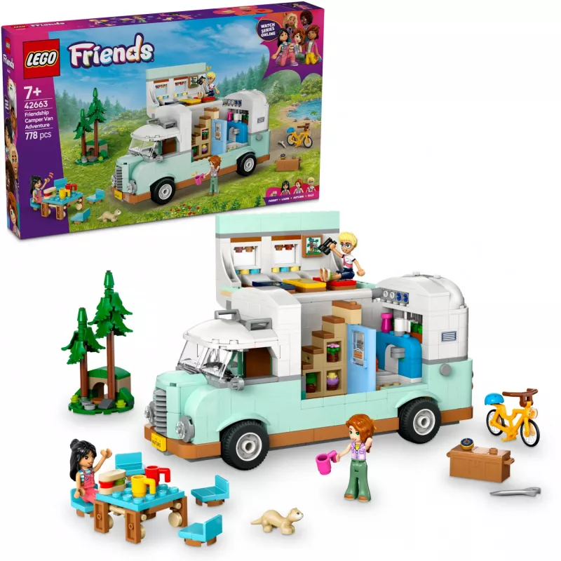 LEGO Motor Home set 42663 — LEGO Friends camper, 778 onderdelen, 3 minipoppen, vanaf 7 jaar