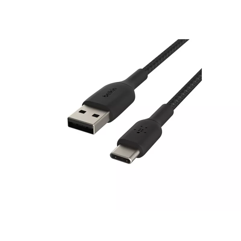 Gevlochten USB-C naar USB-A kabel 3m zwart