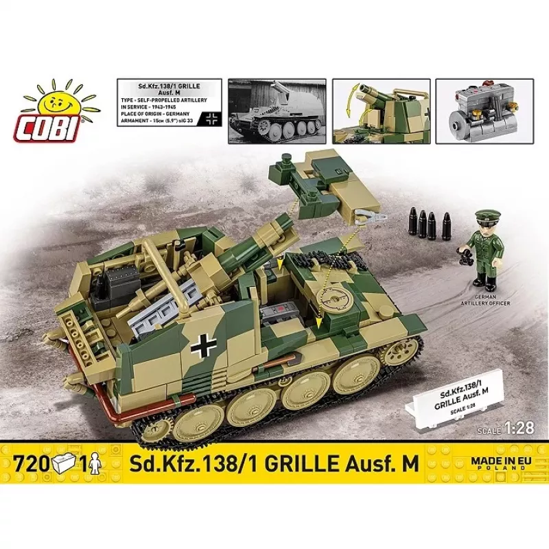 Bouwmodelbouwpakket Cobi SD.KFZ.138/1 Grille, 720 onderdelen, tentoonstellingsmodel