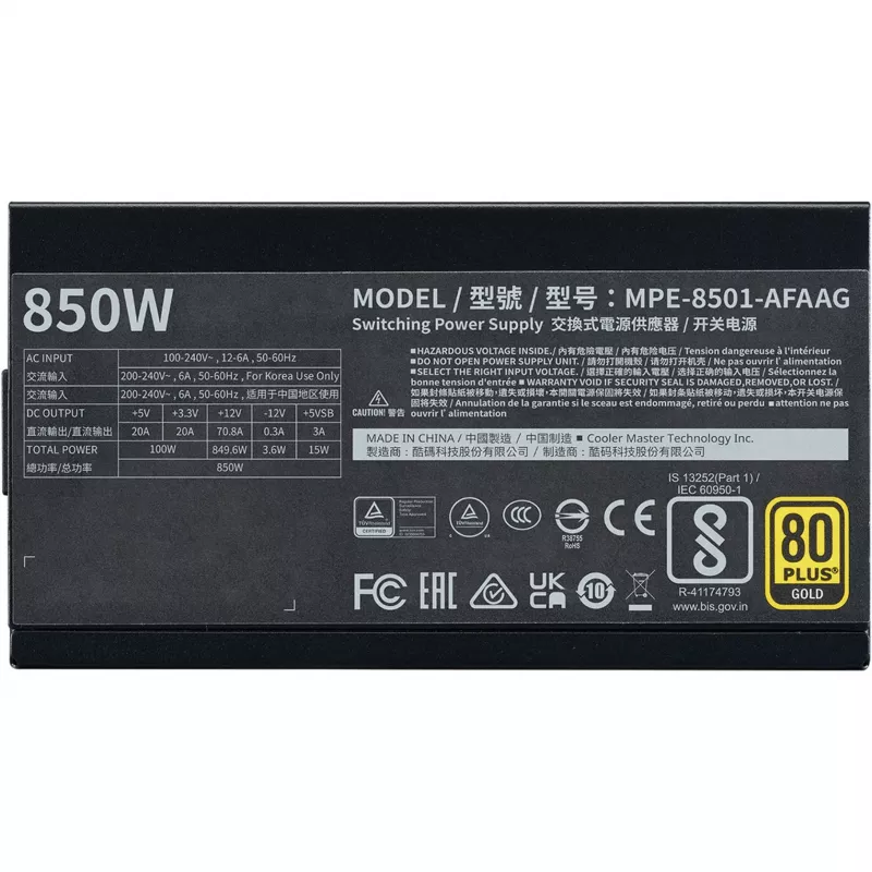 Voeding Cooler Master MWE Gold 850 V2 850W