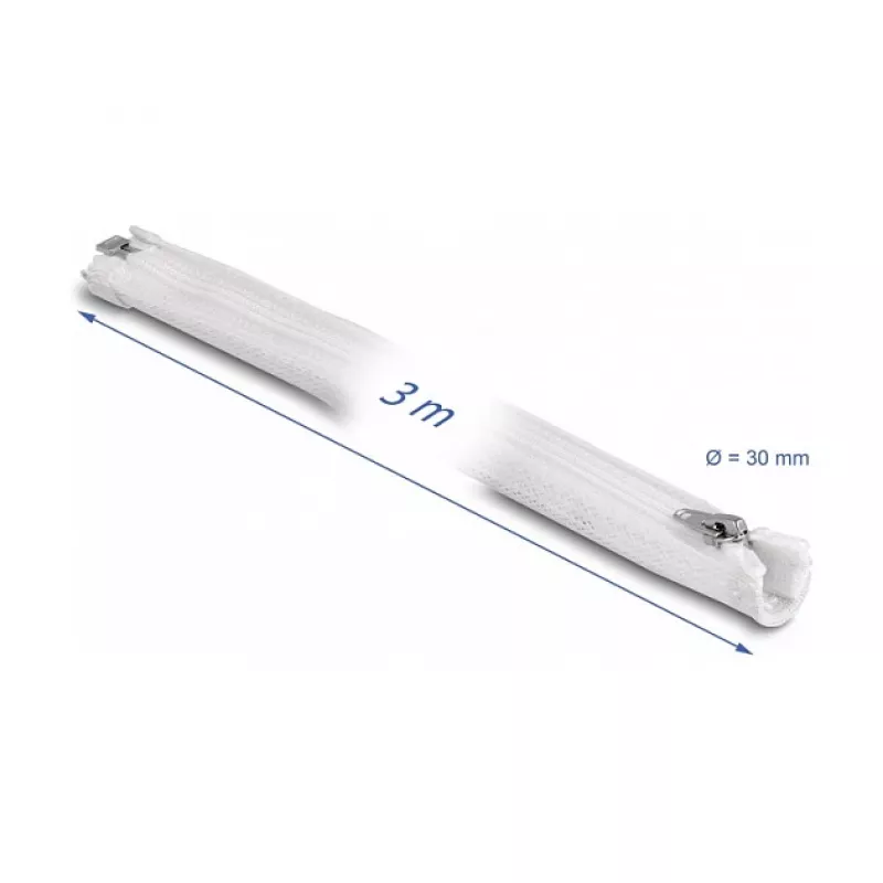 Gevlochten kous DeLOCK 20834 3 m x 30 mm wit