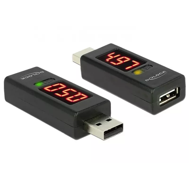 DeLOCK 65569 USB 2.0 spannings- en stroomtesteradapter, zwart