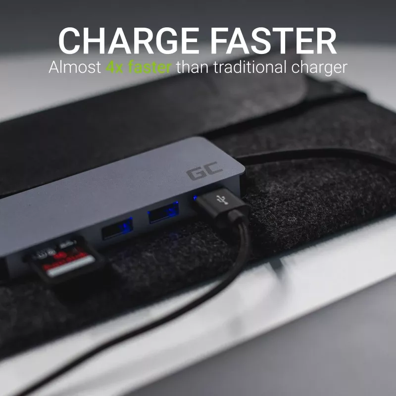 Green Cell AK50 - USB 3.2 Gen 1 (3.1 Gen 1) Type-C - USB 2.0 - USB 3.2 Gen 1 (3.1 Gen 1) Type-A - USB 3.2 Gen 1 (3.1 Gen 1) Type-C - MicroSD (TransFlash) - SD - zilver - Apple MacB