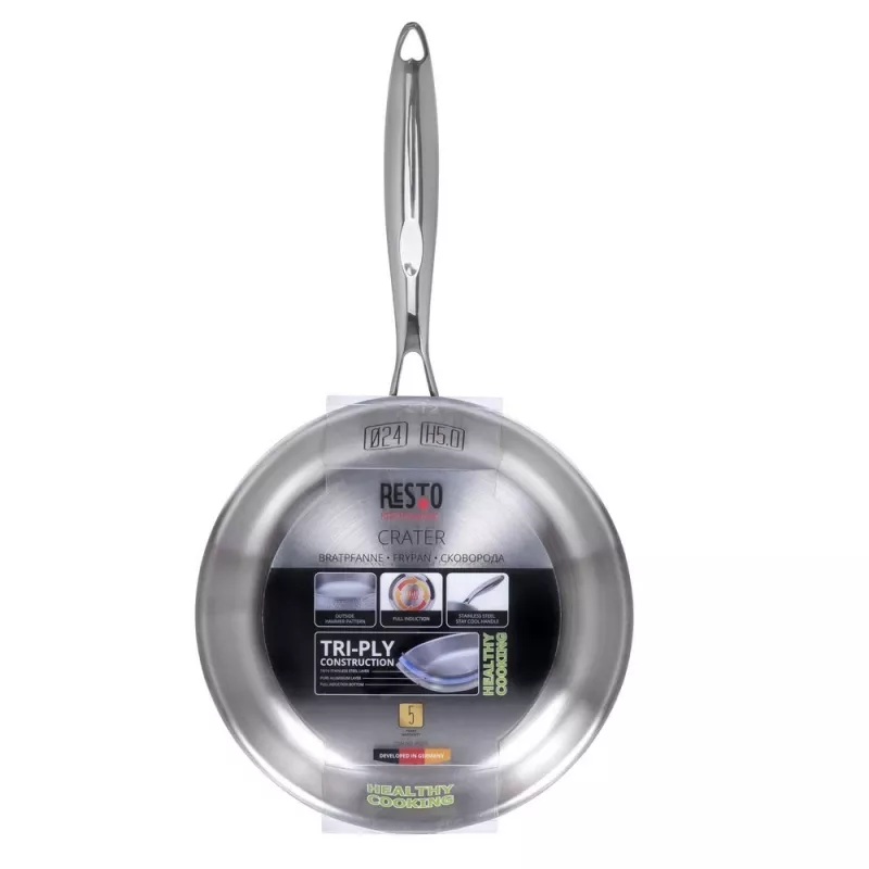 Allround pan RESTO Crater rond van roestvrij staal 24 cm